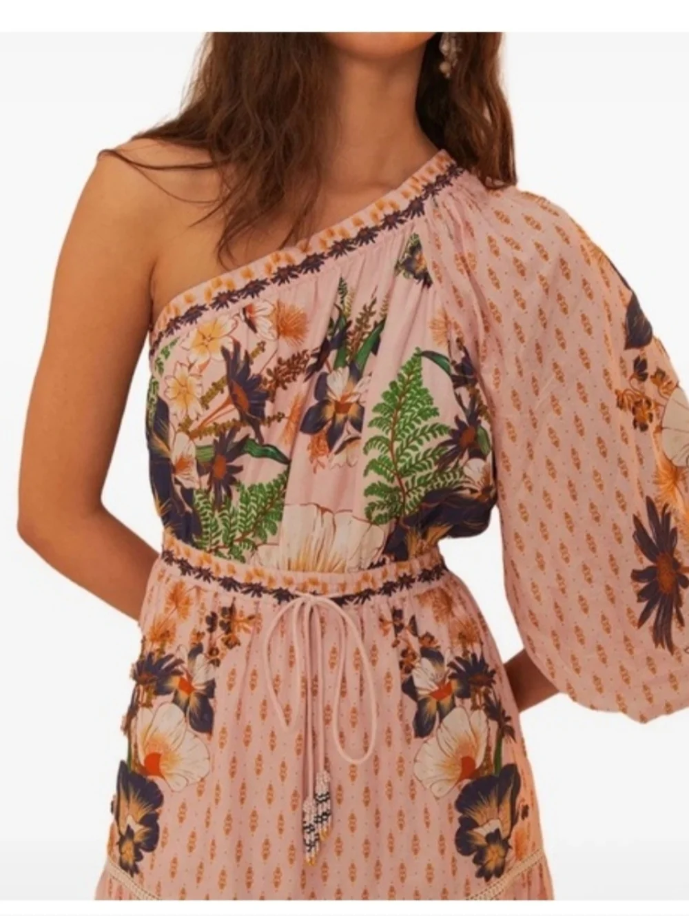 FARM Rio Peach Floral One-Shoulder Maxi Dress - Picture 3 of 8